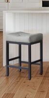 Red Barrel Studio 24 Inch Metal Saddle Upholstered Counter Barstool, Gray New in Box $299