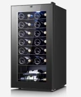 Yeego Single Zone 28-Bottle Freestanding Wine Cooler Fridge Cellar Cooling Unit Refrigerator w/Anti-U V Glass Door in Black New in Box $599