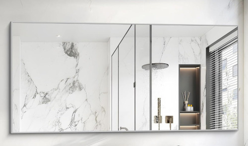 COFENY Silver Bathroom Mirror for Wall, 30x60 Inch Rectangle Mirrors with Metal Frame, Modern Vanity Large Wall Mirror for Bathroom Living Room, Entryway Hangs Horizontal or Vertical New in Box $399