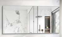 COFENY Silver Bathroom Mirror for Wall, 30x60 Inch Rectangle Mirrors with Metal Frame, Modern Vanity Large Wall Mirror for Bathroom Living Room, Entryway Hangs Horizontal or Vertical New in Box $399
