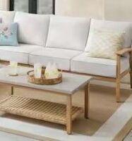 Hampton Bay West Haven Wicker Outdoor Sofa with CushionGuard Almond Cushions New In Box $799