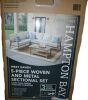 Hampton Bay West Haven Wicker Outdoor Sofa with CushionGuard Almond Cushions New In Box $799 - 2