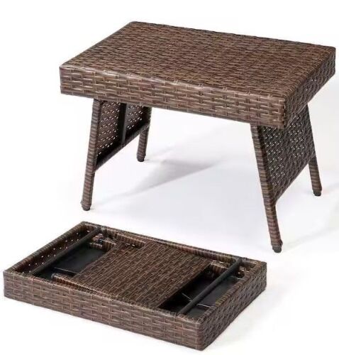 RST Brands Outdoor Folding Rattan Side Table New In Box $299