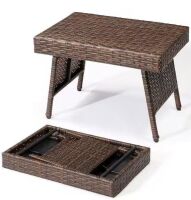 RST Brands Outdoor Folding Rattan Side Table New In Box $299