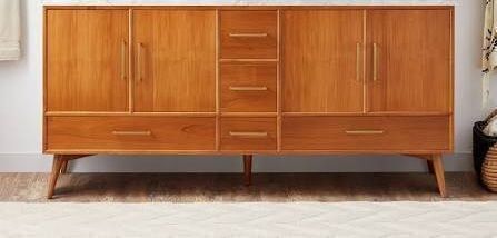 Signature Hardware 72" Novak Double Teak Vanity Cabinet - Teak New in Box $699