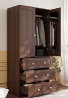 Latitude Run 2-Door Sandrea With Mirror, Wardrobe Closet With 3 Drawers in Walnut New in Box $599