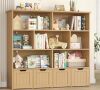 Harriet Bee Kirklyn 49.4" 7-Cube Standard Bookcase with 4 Drawers, Wood Storage Bookshelf in Mid-Century Modern, Oak New in Box $499
