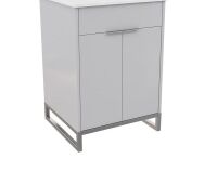 CosmoLiving Leona 24" Bathroom Vanity Cabinet in Gray with Silver Metal, New in Box $799