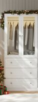 Wrought Studio 75" Armoire 2 Door Wooden Wardrobe Closet With Drawers And Light, With Hanging Rod, White, New in Box $499