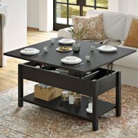 Gracie Oaks Torron Lift Top Coffee Table with Storage, Black, New in Box $599
