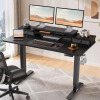 17 Stories 55" Electric Adjustable Standing Desk with Dual-Tier Monitor Shelf, 4 Memory Presets, and 2 Drawers - Black New In Box $499