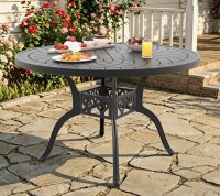 Alcott Hill Rabinowitz 47.24-Inch Cast Aluminum Patio Dining Table &ndash; Classic Round Design in Black New in Box $599