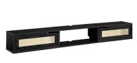 Walker Edison Destin Modern Rattan Flip-Down-Door Wall-Mounted Floating TV Stand for TVs up to 80 Inches, 70 Inch, Black New in Box $299