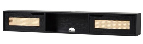 Walker Edison Hamkke 58" Floating TV Stand with Rattan Doors - Scandinavian Boho Design, Stylish Storage & Mounting New in Box $299