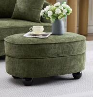 Noble House Denton Modern Green Chenille Upholstered Oval Accent Storage Ottoman with Removable Top New in Box $399