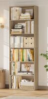 Wade Logan Langner 70.8" H x 23.6" W Standard Bookcase, 6-Tier Open Bookcase and Bookshelf, Freestanding Display Storage Shelves, Light Oak, New in Box $299
