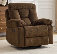 Latitude Run 37.4" Wide Super Soft Padding Manual Recliner With Swivel And Rocking, Brown $899