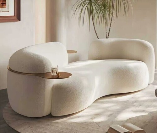 Orren Ellis Curved Modern Sofa with Built-in Gold Tray, 102" Long, 3-Seater for Apartments and Small Homes &ndash; No Assembly Required New in Box $3299
