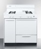 Summit 36 Inch Freestanding Gas Range with Lower Broiler, Side Storage and Electronic Ignition: White: Natural Gas New in Box $2099