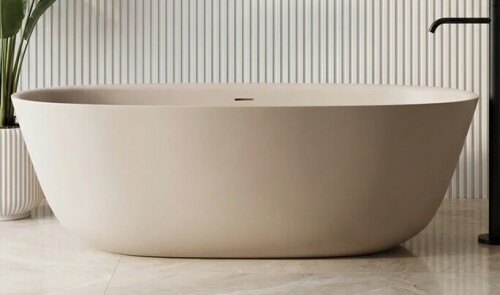 Cpingao Freestanding Tub Solid Surface Stone Resin Soaking Bathtub, Bisque New in Box $1999