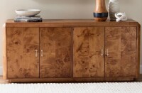 Millwood Pines Edony Modern And Contemporary Natural Mappa Burl Wood 4-Door Sideboard Buffet New in Box $1799