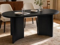 Latitude Run Dunley 65.35" Modern Mid-Century Oval Dining Table with Sculptural Curved Legs in black New in Box $699