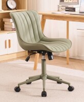Latitude Run Brionni Leather Swivel Task Chair with Casters in Olive Green New in Box $399