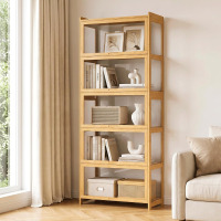 MoNiBloom 67.5" Curio Display Cabinet, 5-Tier Bamboo, Natural New in Box $299