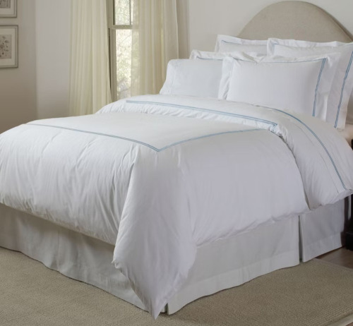 Pointehaven 300 TC Percale Blue on White 100% Long Staple Cotton 3 pc Duvet Set, King/California King new in box $299