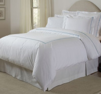Pointehaven 300 TC Percale Blue on White 100% Long Staple Cotton 3 pc Duvet Set, King/California King $299