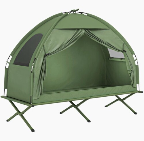 Outsunny Camping Tent Cot, Single Person Folding Cot Combo, Off-Ground Tent, Covered Outdoor Bed with Carry Bag for Hiking, Camping New In Box $199