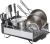 KitchenAid Large Capacity Full Size Rust Resistant Dish Rack with Angled Drain Board and Removable Flatware Caddy, Light Grey New In Box $79