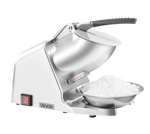 VEVOR Ice Crusher Machine, 286lbs Per Hour Electric 4 Blades Snow Cone Maker, Stainless Steel Shaved Ice Machine with Bowl and Cover, 300W 2000RPM Ice-Shaver for Home and Commercial Use, Silver New In Box $99