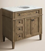 Birch Lane Rivers 36'' Single Bathroom Vanity with Marble Top in Driftwood New in Box $1499
