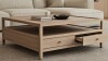 17 Stories Light Oak Coffee Table With Drawers & Open Shelf, Square Low Living Room Table New Shelf Pull $1199