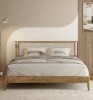 NTC Ruby Solid Wood Platform Bed with Natural Rattan Headboard and Silent Slats, Mid-Century Modern Style, 1000 Lb Capacity, No Box Spring Needed, Effortless Assembly Teak Look King Size New Shelf Pull $699