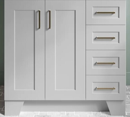 Longshore Tides Freitas 37'' Solid Wood Single Bathroom Vanity in Gray Left Offset New in Box $2399