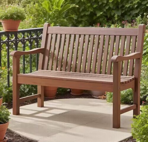 Eongdn All-Weather Polystyrene Lumber 2-Person Plastic Outdoor Garden Bench in Brown New in Box $499