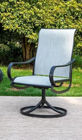 Phi Villa Black Swivel Textilene Metal Patio Outdoor Dining Chair New In Box $299