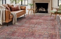 Three Posts Labarbera Machine Washable Red/Gray Non-Slip Backing Area Rug 7'7" x 9'6" New in Box $399