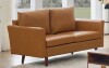 Ebern Designs Bobur Faux Leather Living Room Loveseat Sofa in Coffee Brown New in Box $799
