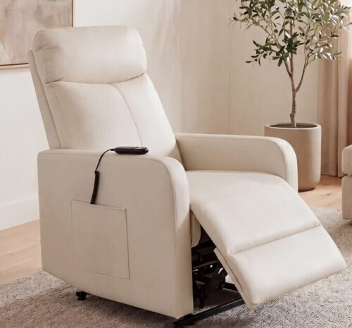 Latitude Run Wall Hugger Power Recliner Chair With Remote Control Leather Upholstery New in Box $699