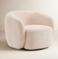 Latitude Run Munehito Swivel Barrel Chair in Beige New in Box $699