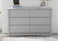 Storkcraft Crescent 6 Drawer Double Dresser in Pebble Gray New in Box $499