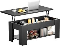 NOBLEWELL Coffee Table Lift Top with Storage Compartment and Separated Open Shelves, Pop Up Coffee Table for Living Room, 39.4in L, Black New in Box $499