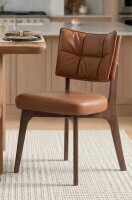 Corrigan Studio Modern Upholstered Dining Chairs Set of 2, Breathable Cognac Brown Upholstery, Solid Wood Legs, Upholstered Kitchen Chairs with Curved Padded Backrest New in Box $399
