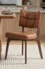 Corrigan Studio Modern Upholstered Dining Chairs Set of 2, Breathable Cognac Brown Upholstery, Solid Wood Legs, Upholstered Kitchen Chairs with Curved Padded Backrest in Box $399