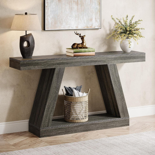 Tribesigns Farmhouse Console Table, 55-Inch Rustic Sofa Table with Storage, Industrial Wooden Entryway Table New in Box $399