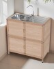 Tank300 Utility Sink With Cabinet, Freestanding Utility Sink, Laundry Room Sink Cabinet, Outdoor Sink Station, Stainless Steel Utility Sink (32.68" D X 16.93" W X 32.68" H) MW-W3895P460811-Natural Wood New in Box $499