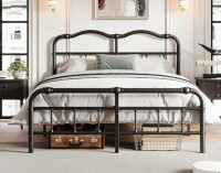 ZIYOO 18-Inch Vintage Metal Bed Frame with Wavy Headboard & Footboard, Noise-Free, Easy Assembly - California King $399